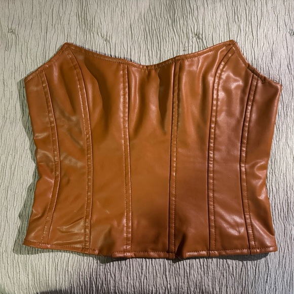 Forever 21 Tops - Brown Faux Leather Corset Top